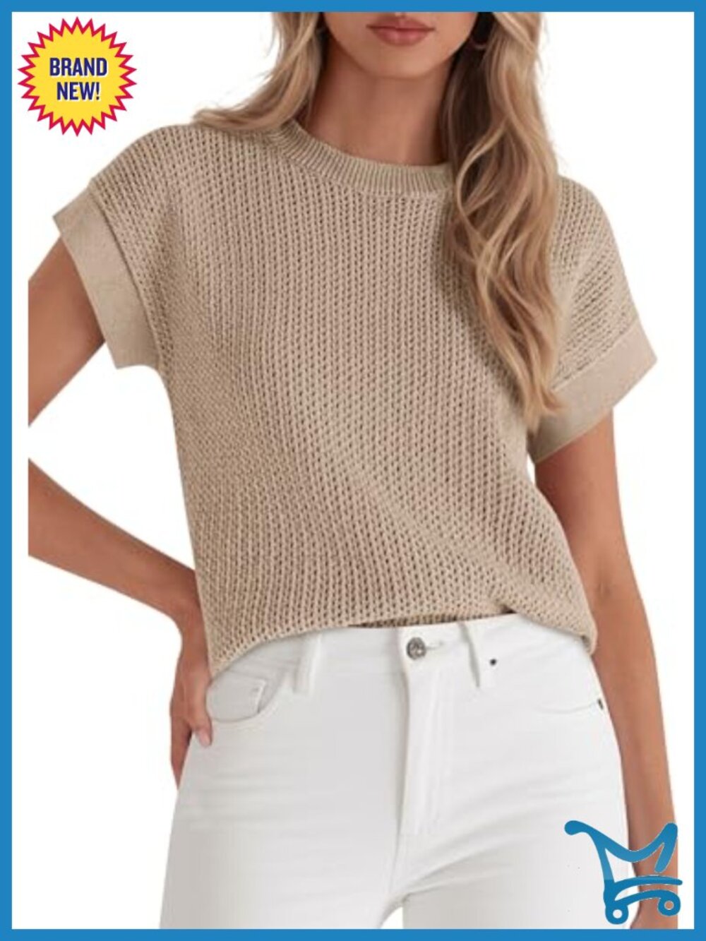Womens Knit Sweater Vest Cap Sleeve Crewneck Pullover Top